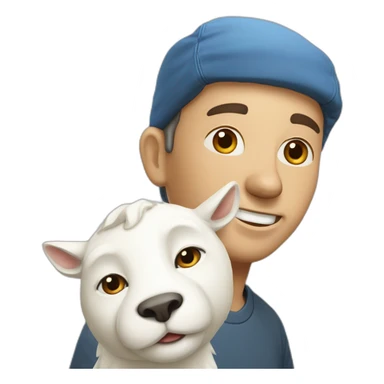 Un homme sur une chèvre qui est elle même sur un chat sticker