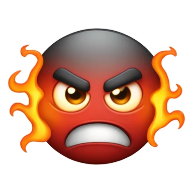 very angry emoji burning in flames sticker