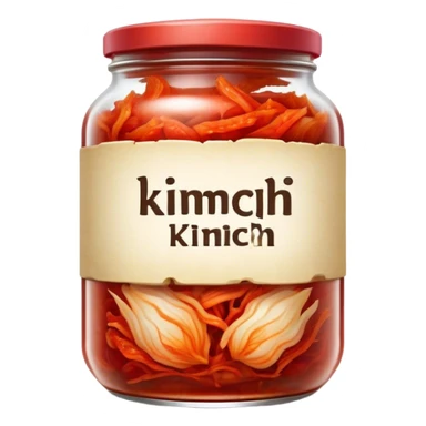 chopped Kimchi Cinematic Realistic Kimchi Dish Emoji, depicted as spicy, fermented cabbage with vibrant red hues neatly served in a traditional jar, rendered with dynamic textures and bold, appetizing lighting. sticker