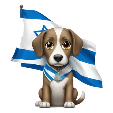 A dog wearing the flag of Israel  sticker
