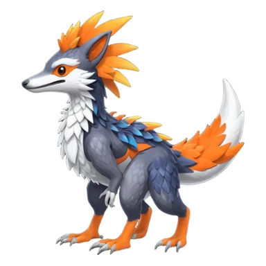Colorful Fruity Neon Warm-colored Tropical Exotic Vernid-Sergal-Trico-Silvally-Nargacuga-fusion-hybrid-animal-creature, full body sticker