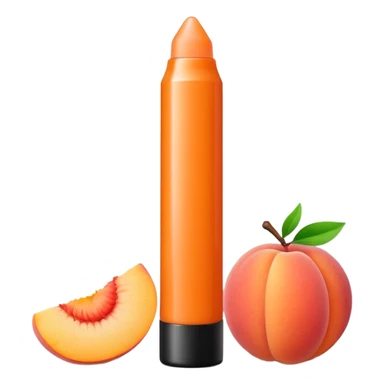 Peach-flavored, tubular lip balm sticker