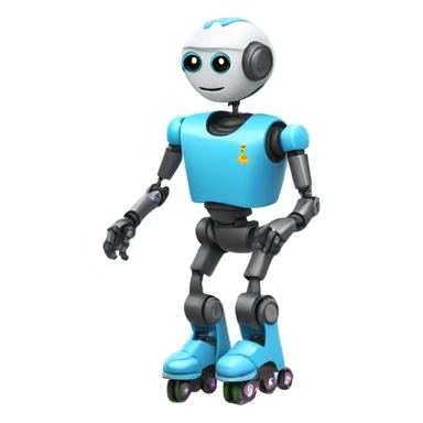 a robot teacher with roller blades sticker