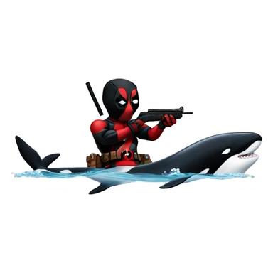 Deadpool shooting an orca sticker