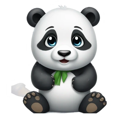 Cute baby panda in a snowing day  sticker