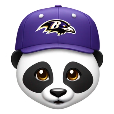 Panda with a fitted cap with Baltimore ravens logo sticker