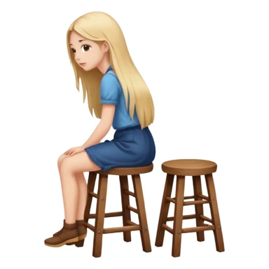 The girl is sitting on a stool facing full backwards. sticker