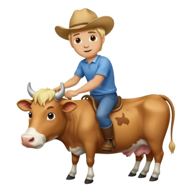 Blond man riding a cow sticker