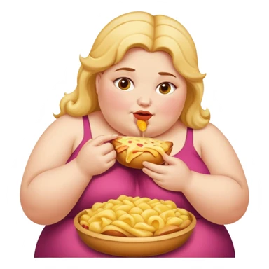 Fat lady eating sticker