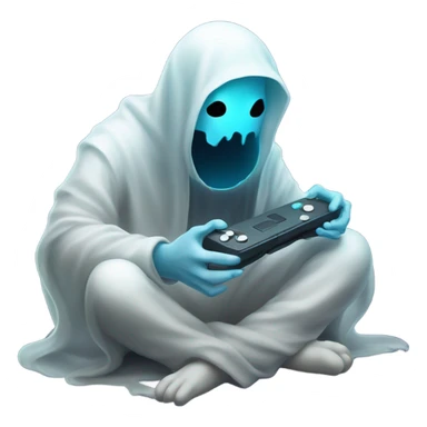 sad ghost playing video game sticker