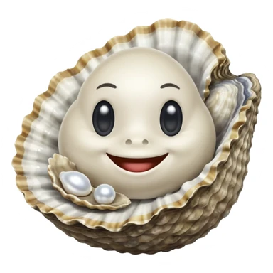 smiling oyster holding a pearl sticker