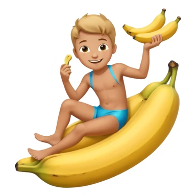 Boy riding on a banana  sticker