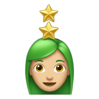 Green women holding three gold stars above head sticker