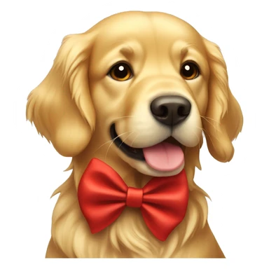 Golden retriever with red bow sticker