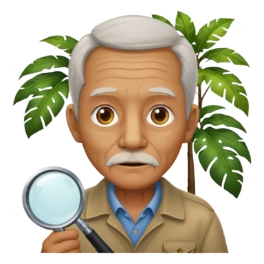 an old with jungle and magnifying glass sticker