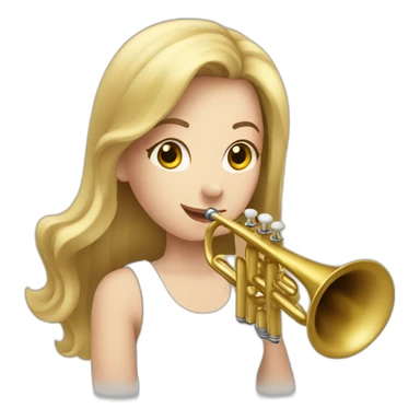 A white girl playing white trumpet sticker