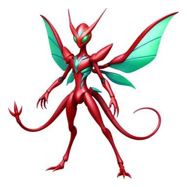  Cool Edgy Shiny Futuristic Ethereal Legendary Scizor-Deoxys-Digimon-Schyther-Flygon-hybrid full body sticker