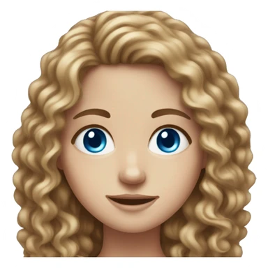 white girl with blue eyes and long curly brown hair  sticker