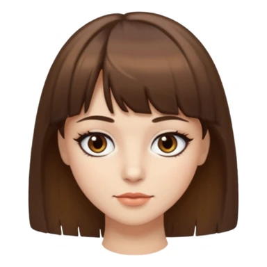 Açık tenli kısa orta saçlı kahküllü açık kahve göz kahverengi kaş siyah saç sticker