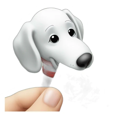Rolled up single dollar bill, held by snoopy in his hand against his snout sniffing a pile of sugar sticker