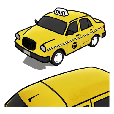 3D yellow taxi cab sticker