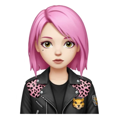 pink haired metalhead animal sticker