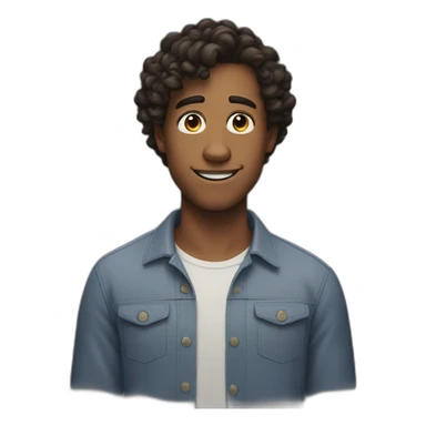 I want you to generate a pixar style man, of 22 years old, with short hair with some curls sticker
