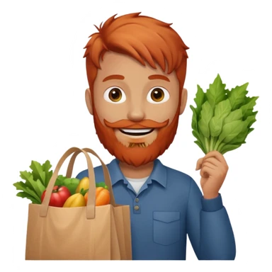 red bearded mal holding a grocery bag sticker