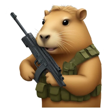 Capybara with m240 gun  sticker
