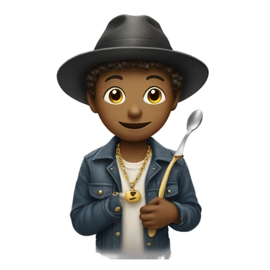 boy with spoon and necklace and a hat  sticker