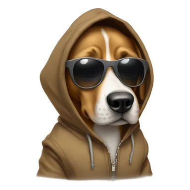 Dog wearing sunglasses and hoodie sticker