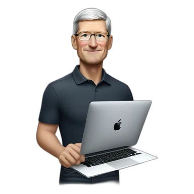 tim cook with macbook pro sticker