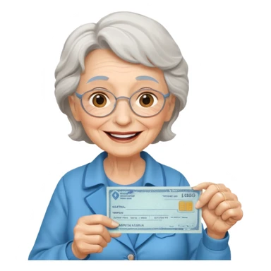 сгенерируй пожилая женщина получает пенсию sticker