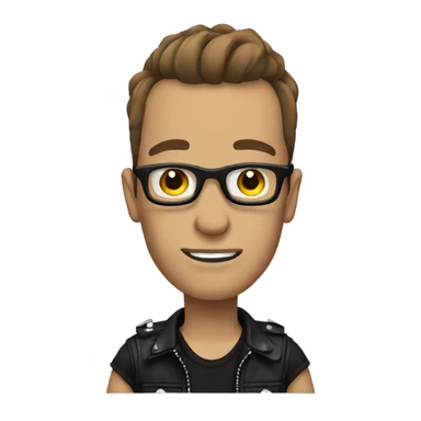punk rocker with Short Brown Hair and glasses sticker
