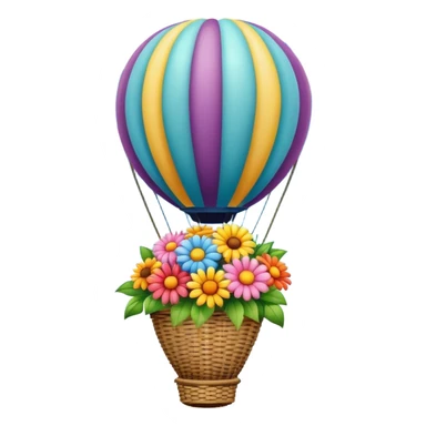Bouquet of flowers, inside of a balloon inside of a hot air balloon in the sky sticker