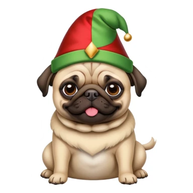 Pug with jester hat sticker