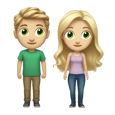 girl with light brown hair and green eyes in love with boy with blue eyes and blonde hair sticker