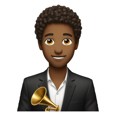 pretty brown man holding a grammy with short curly hair  sticker