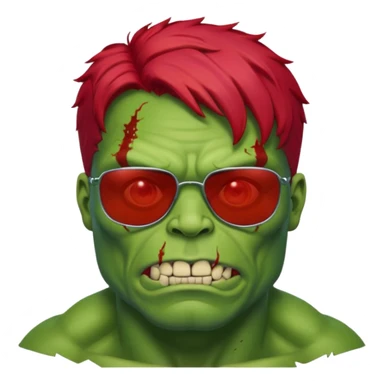 Zombie hulk with red hair and sun glasses sticker
