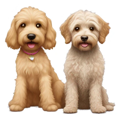 Labradoodle next to a shipoo sticker