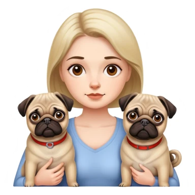 Woman with two pugs sticker