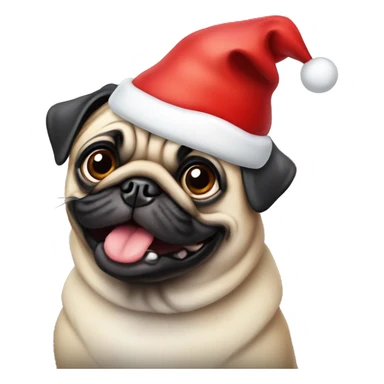 Dog pug with Christmas hat  sticker
