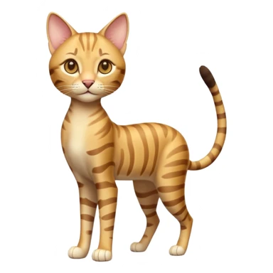 A 3D cartoon golden tabby Savannah cat with elegant long legs, gentle stripes, dynamic pose, cinematic Memoji-style lighting. full body or half body. sticker