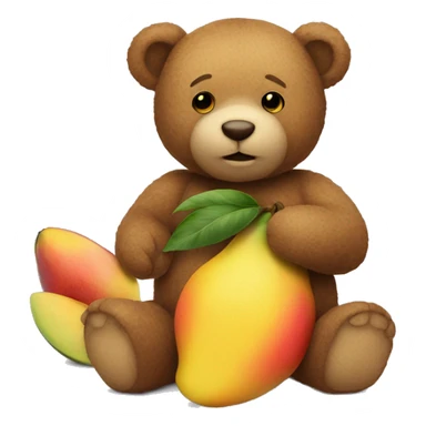teddy bear holding a mango sticker
