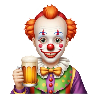 clown holding a beer sticker
