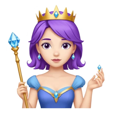 Princesses with Magic Wand in Purple Hair, blue dress sticker