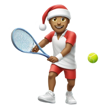 Tennis player playing tennis wearing Santa hat Caucasian sticker