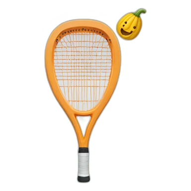 Squash raquet with a Super Happy face on it sticker