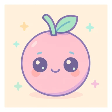 a passionfruit in a cute cartoon style, with a smiling face sticker