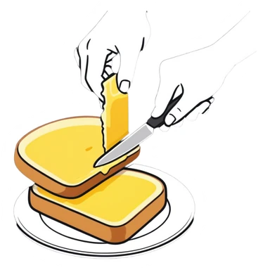 Spreading butter on bread sticker